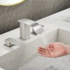 Cobbe 3-Hole Widespread Bathroom Sink Faucet Double Handle with Waterfall Spout and Pop-Up Drain Brushed Nickel - 3 of 4
