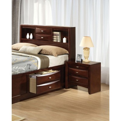 Vynxaria Contemporary 2-Drawer Nightstand - Solid Wood, Felt-Lined Top Drawer, Nickel Oval Knob Pulls