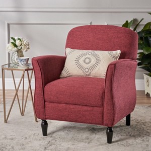 PAGED Modern Accent Chair, Fabric Barrel Club Chair with Wooden Legs, Living Room Reading Chair for Bedroom - 1 of 4