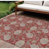 Red Taupe And Beige Floral Washable Indoor Outdoor Area Rug - 2 of 4