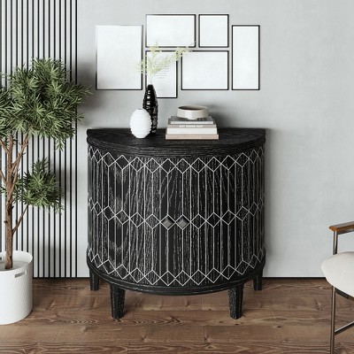 Buffet Sideboard Cabinet with Storage, Half Moon Accent Cabinet, Wood Coffee Bar Cabinet, Buffet Storage Cabinet for Living Room Kitchen Entryway