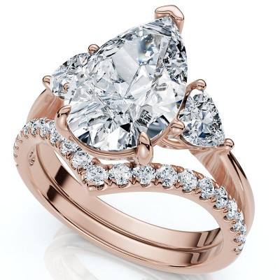 Pompeii3 Certified 3.60Ct  Diamond Engagement Wedding Ring Set 14k Gold or Pt Lab Created