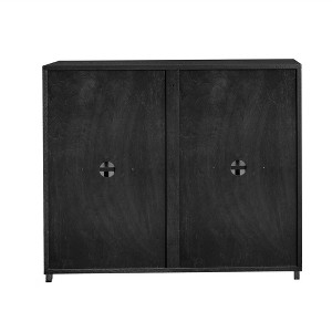 Gulches Mid Century Modern Fluted Sideboard - 2 Outlet Holes, Black Buffet Cabinet with Storage for Living Room, Entryway, Dining Room (39"W) - 1 of 4