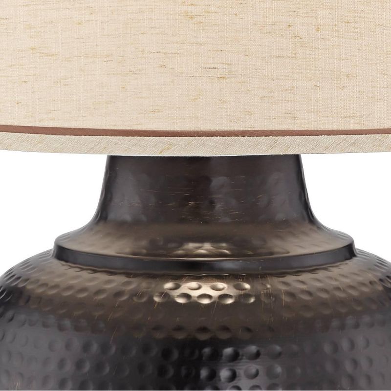 Barnes and Ivy Brighton Rustic Farmhouse Table Lamp 27 1/4" Tall Bronze Metal with Table Top Dimmer Beige Fabric Drum for Bedroom Living Room Bedside, 3 of 8