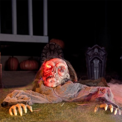 Joyfy Halloween Outdoor Decorations Animated Zombie Groundbreaker Graveyard Decoration Prop with Creepy Decayed Face for Yard Lawn Decorations