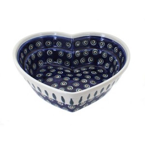 Blue Rose Polish Pottery 859-1 Zaklady Large Heart Bowl - 1 of 1
