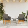 vidaXL Patio Chairs with Cushions 2 pcs Gray Poly Rattan&Solid Wood - 3 of 4