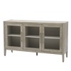 U-Style Wood Storage Accent Cabinet With Adjustable Shelf 3 Tempered Glass Doors Freestanding Storage Cupboard Console Table For Living Room - 3 of 4
