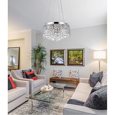 Elegant Chrome Crystal 6-Light Pendant Chandelier