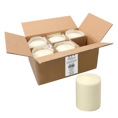 Ivory Paraffin 3x4 Inch Pillar Candles, 6 Pack