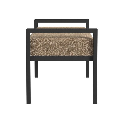 Modern Brown Boucle Upholstered Metal Bedroom Bench with Storage