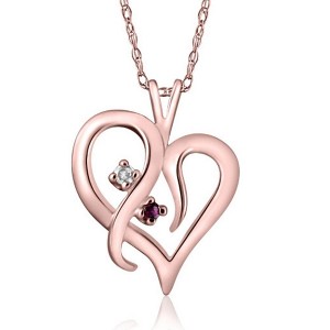 Pompeii3 Ruby & Diamond Necklace Heart Shape Pendant in 14k White, Yellow, or Rose Gold - 1 of 3
