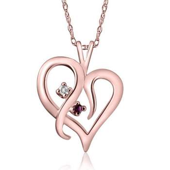 Pompeii3 Ruby & Diamond Necklace Heart Shape Pendant in 14k White, Yellow, or Rose Gold