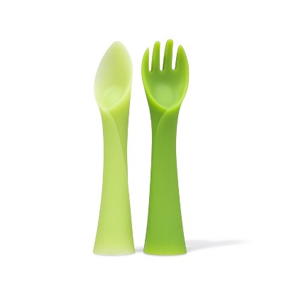 NUK Pretensil Scoop Silicone Baby Spoon, 3 Pack, Green