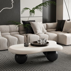 Coolbiibla Modern Irregular Low Cloud Shaped Coffee Table,Cloud Coffee Side Table for Living Room,Bedroom with 3 Ball Legs,Indoor End Table - 1 of 4