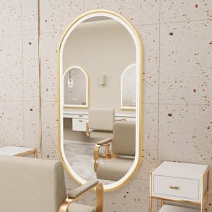 ARTLOGE LED Bathroom Mirror with Demister & Touch Sensor Modern Wall Mirror Golden Frame - 1 of 4