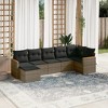 vidaXL 7 Piece Patio Sofa Set with Cushions - Gray Poly Rattan Without Table - 2 of 4