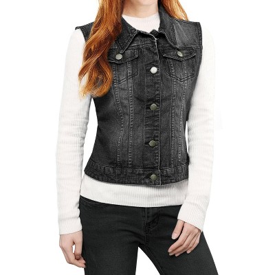 Black denim hot sale vest women