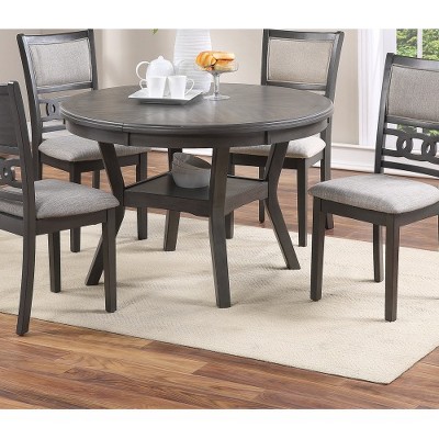 Anybear 1pc Gray Oak Rubber Wood Round Table with Shelve