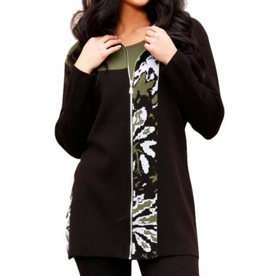 Women's Abstract Long Zip Cardigan - Angel Apparel