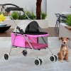 FDW 4 Wheels Pet Stroller Cat Dog Stroller Portable Folding Travel Carrier Strolling Cart Waterproof With Storage Basket Mesh Windows - 2 of 4