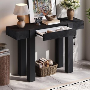 47" Rustic Console Table with Drawer and Charging Station, Narrow Entryway Desk with USB and Type C Ports for Hallway or Living Room-3irtyhousy - 1 of 4