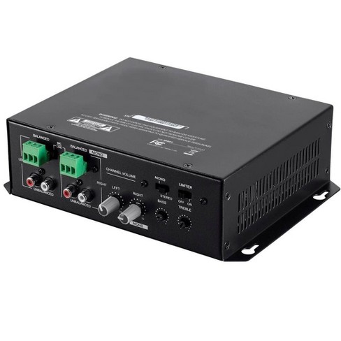 NO Logo Monoprice 114886 Commercial Audio 120W 5ch 100/70V Mixer Amp with Microphone Priority 