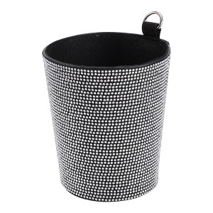 Unique Bargains Car Trash Can Portable Air Vent Rhinestone Faux Leather Trash Bin White 1 Pcs - 1 of 4