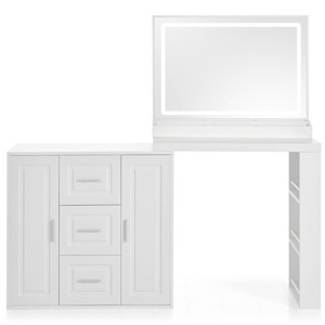 AZL1 Life Concept Dressers Modern Vanity with Adjustable Mirror Multi Functional Storage Table for Bedroom, White, 59.1"*15.4"*54.2" - 1 of 4