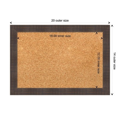 Whiskey Brown Rustic Wood Framed Cork Bulletin Board 20x14