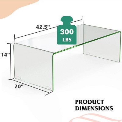 Clear Tempered Glass Modern Coffee Table, 45"