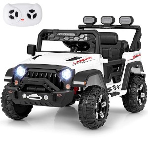 Costway 12V Kids Ride On Truck with 2*12V Motors Spring Suspension & Remote Control Black/Pink/White - 1 of 4