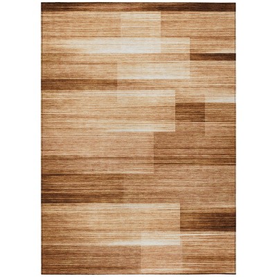 Rust And Ivory Striped Washable Indoor Outdoor Area Rug