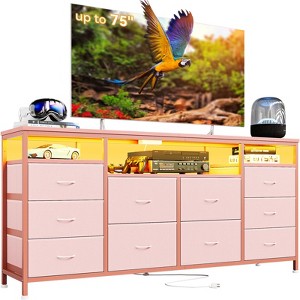 10 Drawer Dresser Tv Stand for 65 70 75 Inch Tv, 63" W Long Fabric Dresser Entertainment Center - 1 of 4