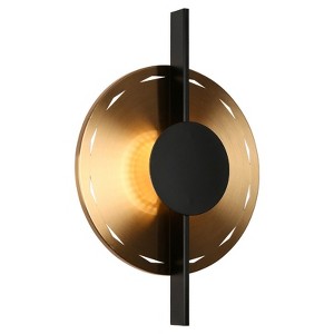 LNC Callitropsis 1-Lights 12.6" Modern Unique Integrated LED Round Wall Lights,Gold with Textured Glass - 1 of 4