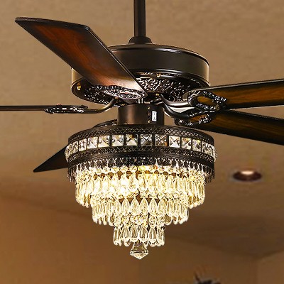 Kviflon 52 inch Crystal Ceiling Fan with Light