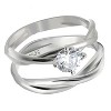 Aurora Wedding Ring Set for Women Sterling Cz Engagement Ring Matching Band Ginger Lyne Collection - 4 of 4