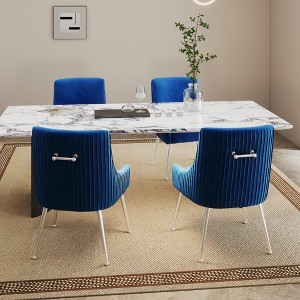 SEYNAR Modern Velvet Pleated Finish Back Dining Chair Set of 4 with Rear Handle - 1 of 4