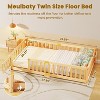 DoCred Toddler Floor Bed for Kids, Wood Floor Bed w/Slats & Fence for Girls and Boys, Montessori Bed Frame - 2 of 4