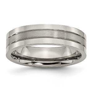 Black Bow Jewelry Titanium, 6mm Dual Finish Flat Unisex Comfort Fit Band - 1 of 4