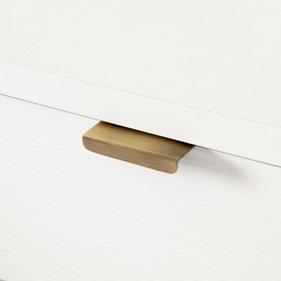 White L-Shaped Corner Desk with Hutch and Brass Legs