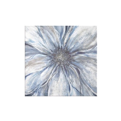 35" x 35" Blue Bloom Unframed Wall Canvas Gray - Prinz