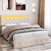 Whizmax Queen/Full Size Bed Frame with LED Lights Headboard, LED Bed Frame with Fast-Charging USB Port, Upholstered Platform Bed Frame, Noise Free - 3 of 4