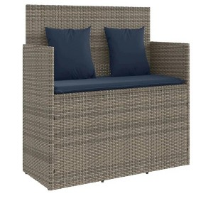 47.2"Patio Bench with Cushions Gray Poly Rattan - 1 of 4
