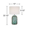 360 Lighting Crosby Coastal Accent Table Lamp 22 1/2" High Coastal Blue Green Glass Rope Off White Drum Shade for Bedroom Living Room Bedside Office - 4 of 4