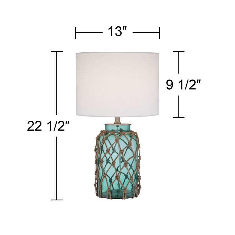 360 Lighting Crosby Coastal Accent Table Lamp 22 1/2" High Blue Green Glass Rope with Table Top Dimmer Off White Drum Shade for Bedroom Living Room, 4 of 7