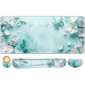 Large Mouse Pad Desk Pad Set, Wrist Rest Support Desk Mat for Keyboard and Mouse, 4PCS 35.4”x15.7 XXL Giant Mouse Pad - 1 of 4