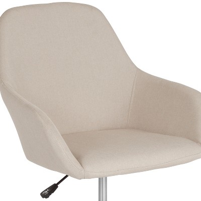 Ergonomic Mid-Back Swivel Task Chair in Beige with Chrome Base
