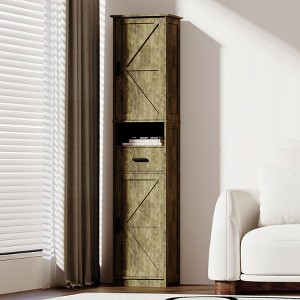 67" H Bathroom Storage Cabinet, Floor Cabinet with Drawer, Slim Freestanding Storage Organizer with Adjustable Shelves for Bathroom Living Room - 1 of 4