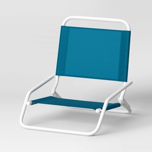 Recycled Fabric Outdoor Portable Beach Chair Turquoise - Sun Squad™: Weather-Resistant, Steel Frame, No Assembly Required - 1 of 4